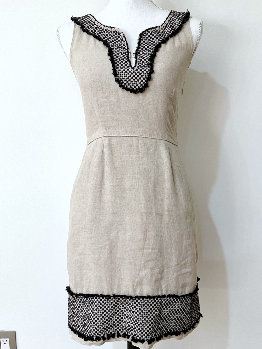 J. Crew Linen Tassel Sheath Sleeveless Dress Size 2